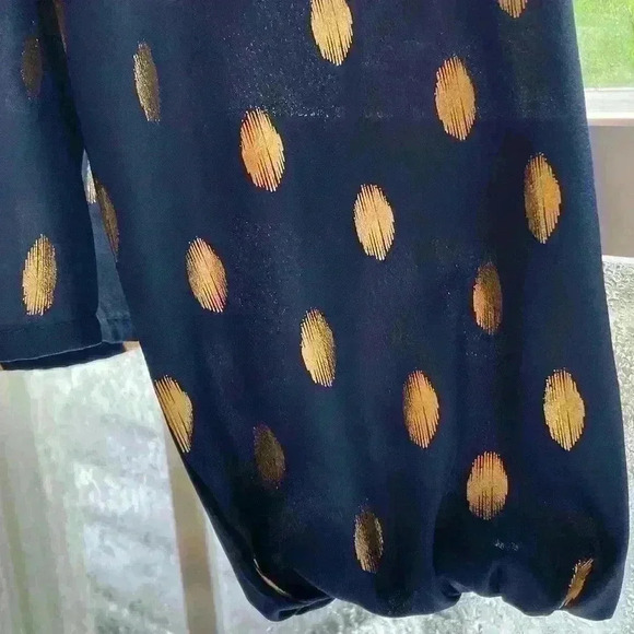 Amazon Purchase Navy Sheer Blouse with Gold Details Small - Picture 2 of 11